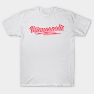 Minneapolis Minnesota Pink Retro Text T-Shirt